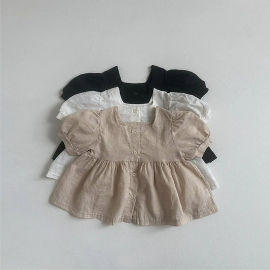 Arrival Summer Baby Kids Girls Short Sleeves Square Neck Shirt and Shorts Clothing Set