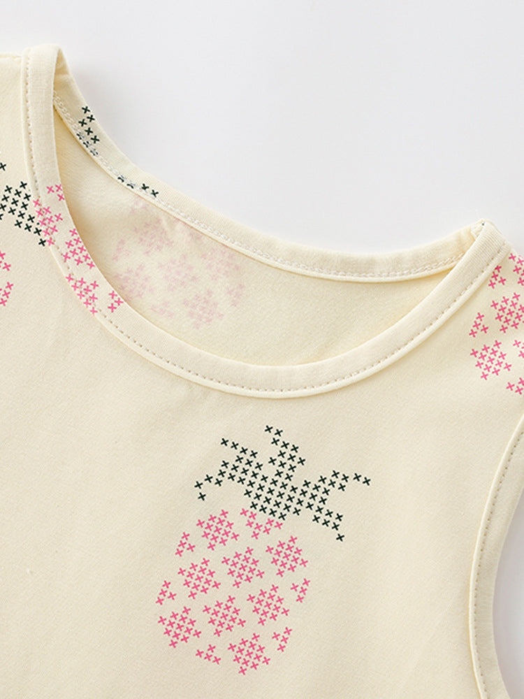 Summer Baby Kids Girls Sleeveless Fruits Pattern Dress
