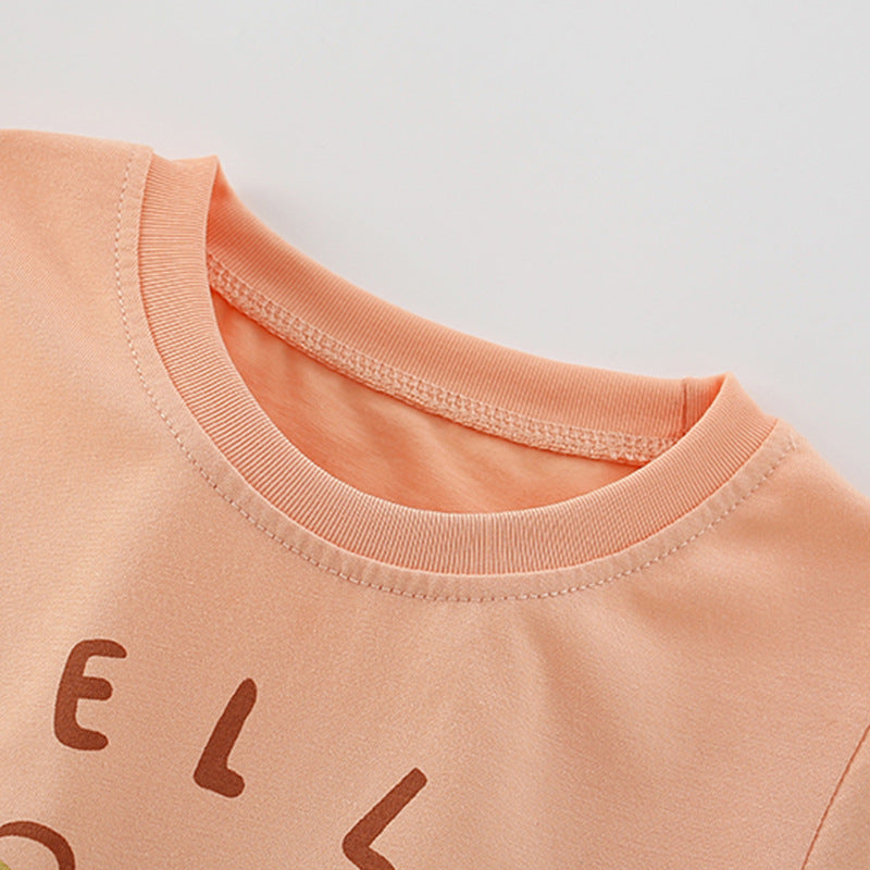 Summer Baby Kids Flowers and Letters Pattern T-shirt and Solid Color Shorts Clothing Set for Girls, MyKids-USA®, Baby & Toddler Outfits, MyKids-USA -  -  -  -  -  -  - 