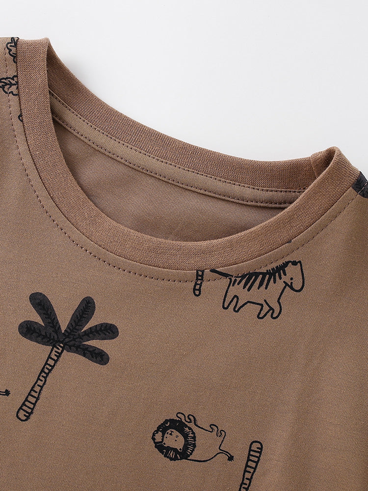 Arrival Summer Baby Kids Boys Short Sleeves Palm Tree Pattern T-shirt and Shorts Clothing Set