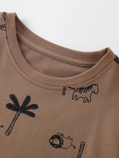Arrival Summer Baby Kids Boys Short Sleeves Palm Tree Pattern T-shirt and Shorts Clothing Set