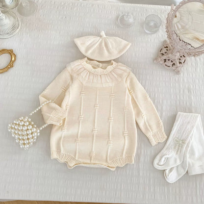 Autumn Arrival Baby Girls Knitted Long Sleeves Striped Jacquard Pattern Onesies, MyKids-USA®, Baby One-Pieces, MyKids-USA -  -  -  -  -  -  - 