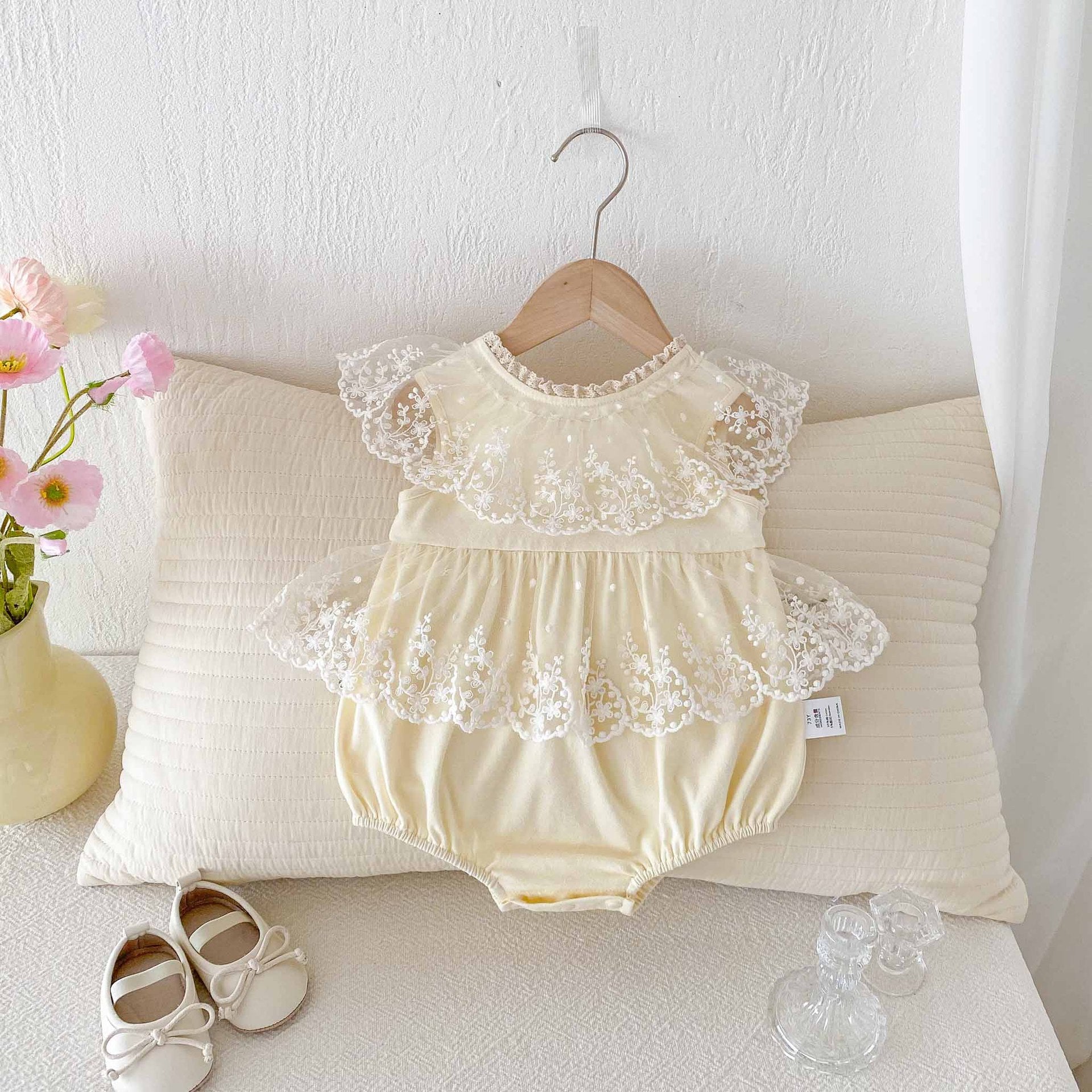 Summer Arrival Baby Girls Cute Floral Pattern Embroidered Tulle Patchwork Sleeveless Onesies, MyKids-USA®, Baby One-Pieces, MyKids-USA -  -  -  -  -  -  - 