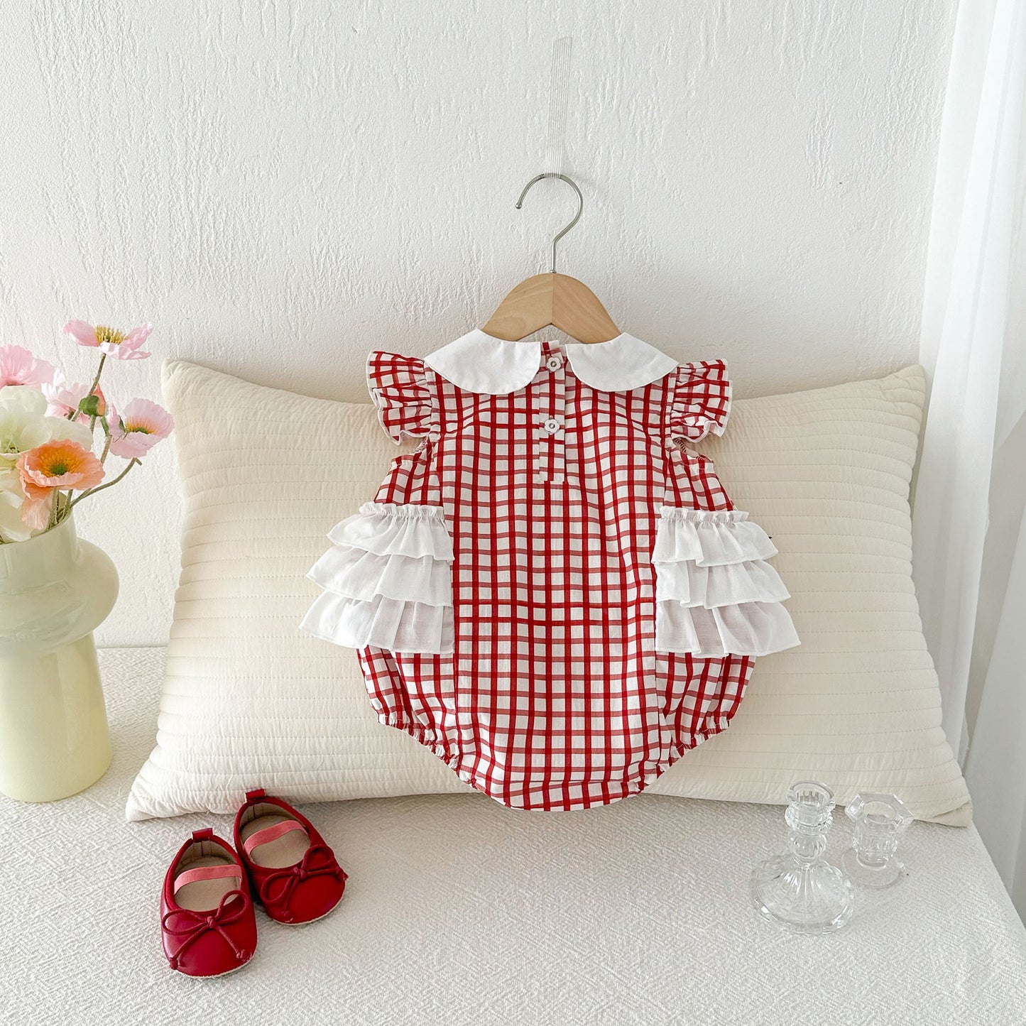Design Summer Baby Kids Girls Sleeveless Plaid Pattern Bodysuit, MyKids-USA®, Bodysuits, MyKids-USA - Size/Age - 66 (3-6M) - Color - Pink -  -  - TR2603312329-A.
