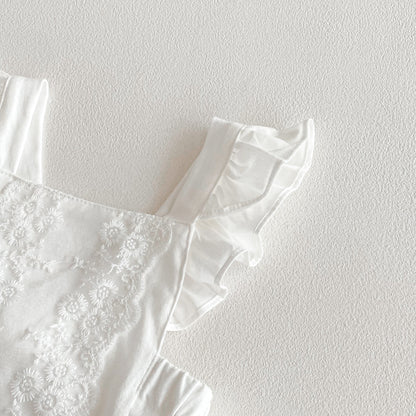 Summer Arrival Baby Girls Sleeveless Flowers Lace Embroidered Pattern Strap Bodysuit, MyKids-USA®, Bodysuits, MyKids-USA -  -  -  -  -  -  - .