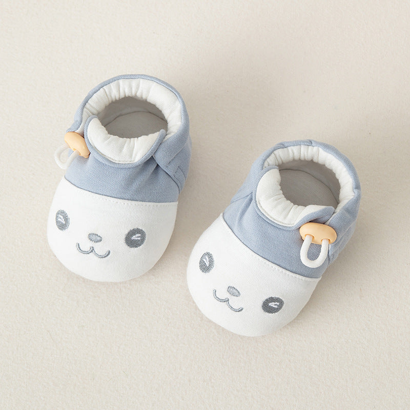 Autumn and Winter Baby Unisex Cute Color Patchwork Thicken Toddler Soft-Sole Walking Shoes