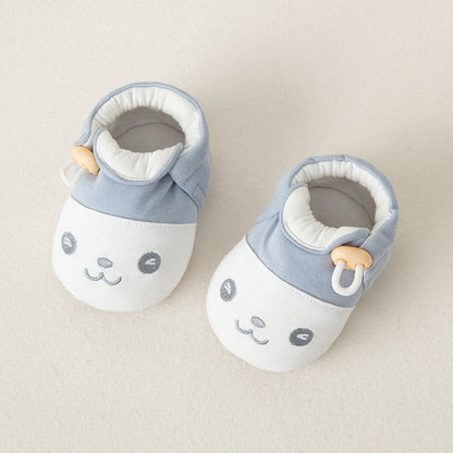 Autumn and Winter Baby Unisex Cute Color Patchwork Thicken Toddler Soft-Sole Walking Shoes