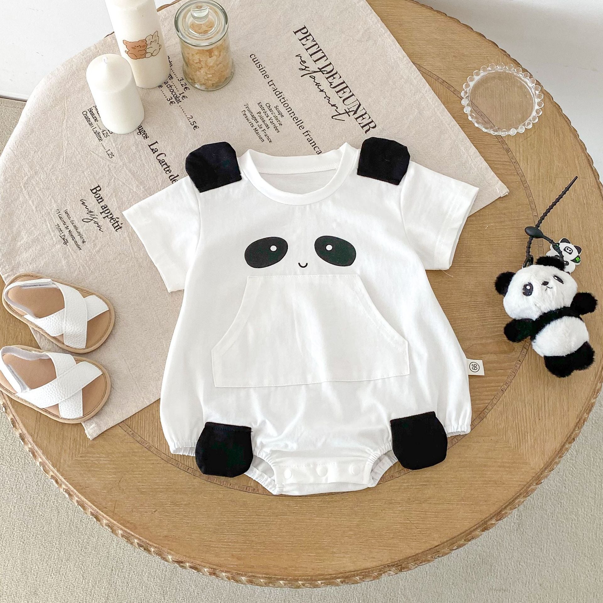 Summer Arrival Baby Girls Cute Panda Pattern Short Sleeves Onesies, MyKids-USA®, Baby One-Pieces, MyKids-USA - Size/Age - 66 (3-6M) - Color - White -  -  - TR2504262117-A