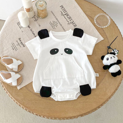 Summer Arrival Baby Girls Cute Panda Pattern Short Sleeves Onesies, MyKids-USA®, Baby One-Pieces, MyKids-USA - Size/Age - 66 (3-6M) - Color - White -  -  - TR2504262117-A