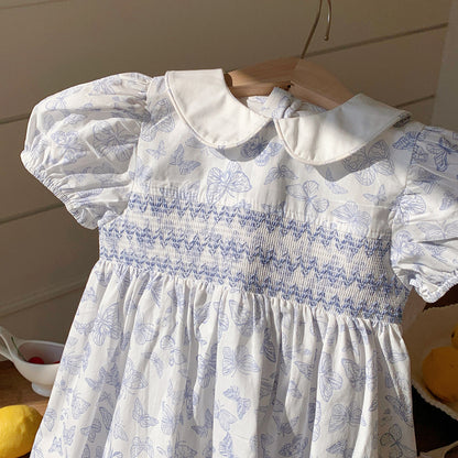 Summer Baby Kids Girls Short Sleeves Butterfly Pattern Printed Dress, MyKids-USA®, Baby & Toddler Dresses, MyKids-USA - Size/Age - 90 (12-24M) - Color - Beige -  -  - TR2503092355-A