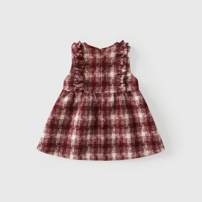 Winter Arrival Baby Kids Girls Cute Cherry and Plaid Pattern Sleeveless Dress with Hat, MyKids-USA®, Baby & Toddler Dresses, MyKids-USA -  -  -  -  -  -  - 