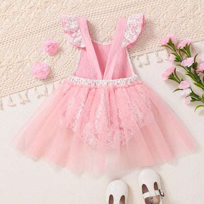 Summer Arrival Baby Girls Fly Sleeves Lace Flowers Pattern Bodysuit, MyKids-USA®, Baby & Children's One-Pieces, MyKids-USA -  -  -  -  -  -  - .