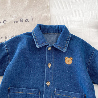 Autumn and Spring Arrival Baby Unisex Long Sleeves Cartoon Pattern Single Breasted Denim Rompers, MyKids-USA®, Baby & Toddler Outfits, MyKids-USA -  -  -  -  -  -  - 