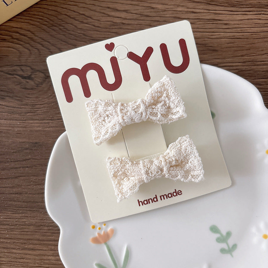 Collection of 2 Versatile Lace Decorated Hair Clips and Hair Ties, MyKids-USA®, Hair Pins, Claws & Clips, MyKids-USA - Size/Age - Average Size (0-12Y） - Color - Blue -  -  - TR2601291543-C.