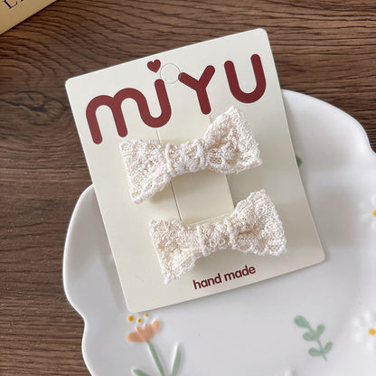 Collection of 2 Versatile Lace Decorated Hair Clips and Hair Ties, MyKids-USA®, Hair Pins, Claws & Clips, MyKids-USA - Size/Age - Average Size (0-12Y） - Color - Blue -  -  - TR2601291543-C.