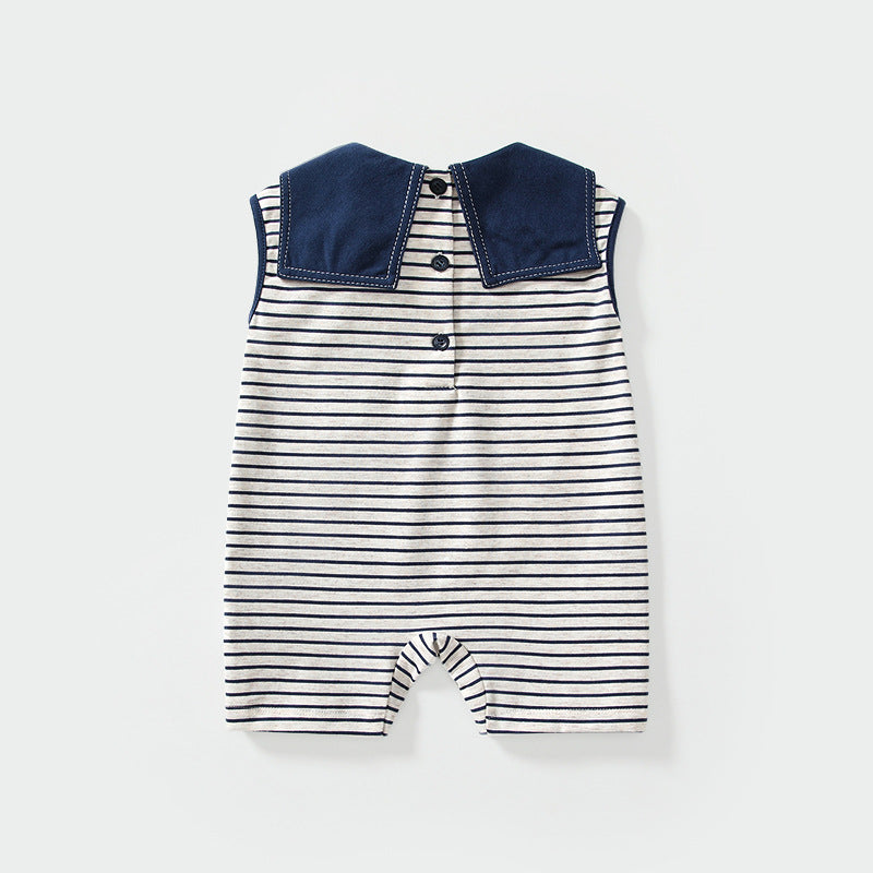 Summer Arrival Baby Kids Sleeveless Casual Striped Navy Collar Rompers, MyKids-USA®, Baby One-Pieces, MyKids-USA -  -  -  -  -  -  - 