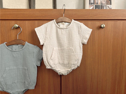 Summer Arrival Baby Short Sleeves Double-Layer Crepe Triangle Bodysuit