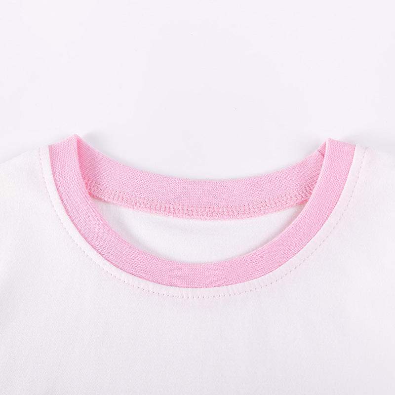 Summer Hot Selling Baby Kids Girls Short Sleeves Cartoon Pattern T-shirt and Pants Clothing Set