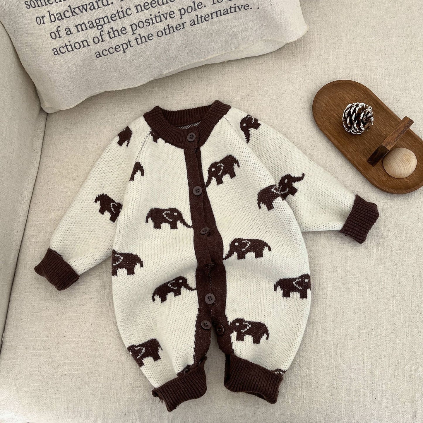 Spring New Arrival Baby Unisex Long Sleeves Jacquard Pattern Kintted Rompers, MyKids-USA®, Baby One-Pieces, MyKids-USA - Size/Age - 66 (3-6M) - Color - White -  -  - TR2503012333.