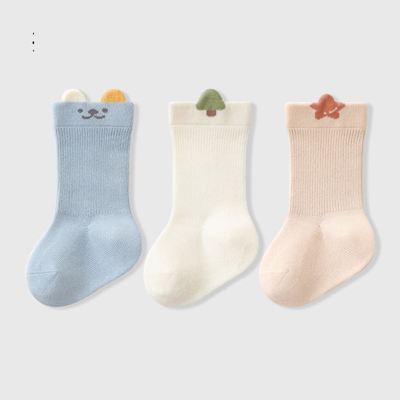 Autumn Arrival Baby Unisex Breathable Cute Cartoon Pattern Socks 1 Lot=3-Pair Set, MyKids-USA®, Baby & Toddler Socks & Tights, MyKids-USA - Size/Age - XS (0-6M) - Color - Blue -  -  - TR2509292333-A
