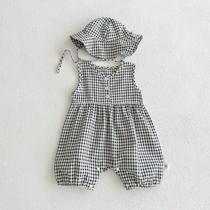 Summer Arrival Baby Boys and Girls Sleeveless Plaid or Floral Pattern Rompers, MyKids-USA®, Baby & Children's One-Pieces, MyKids-USA - Size/Age - 66 (3-6M) - Color - Black -  -  - TR2604192145-B.