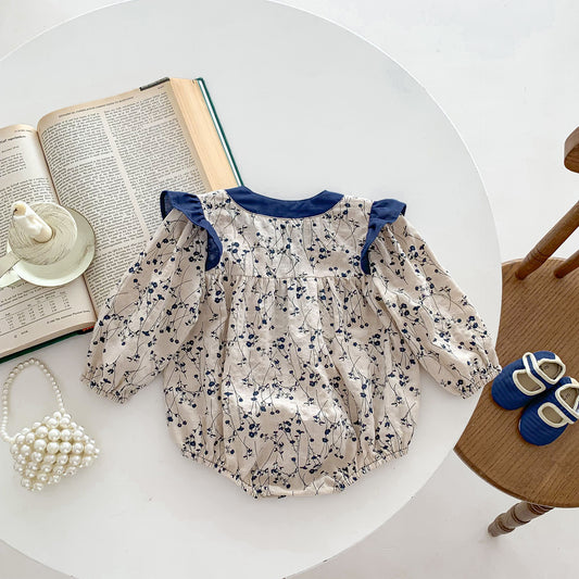 Baby Girl Contrast Color Flower Graphic Onesies, MyKids-USA®, Baby One-Pieces, MyKids-USA -  -  -  -  -  -  - 