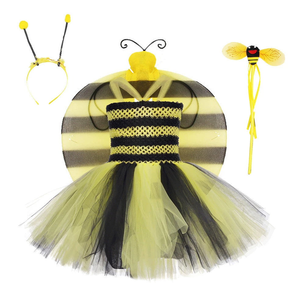 Arrival Bee Shape Tulle Dress – Halloween Design Party Performance Costume Set, MyKids-USA®, Costume Dresses, MyKids-USA - Size/Age - S (1-2Y) - Color - Light Yellow -  -  - TR2508202211-B.