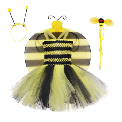 Arrival Bee Shape Tulle Dress – Halloween Design Party Performance Costume Set, MyKids-USA®, Costume Dresses, MyKids-USA - Size/Age - S (1-2Y) - Color - Light Yellow -  -  - TR2508202211-B.