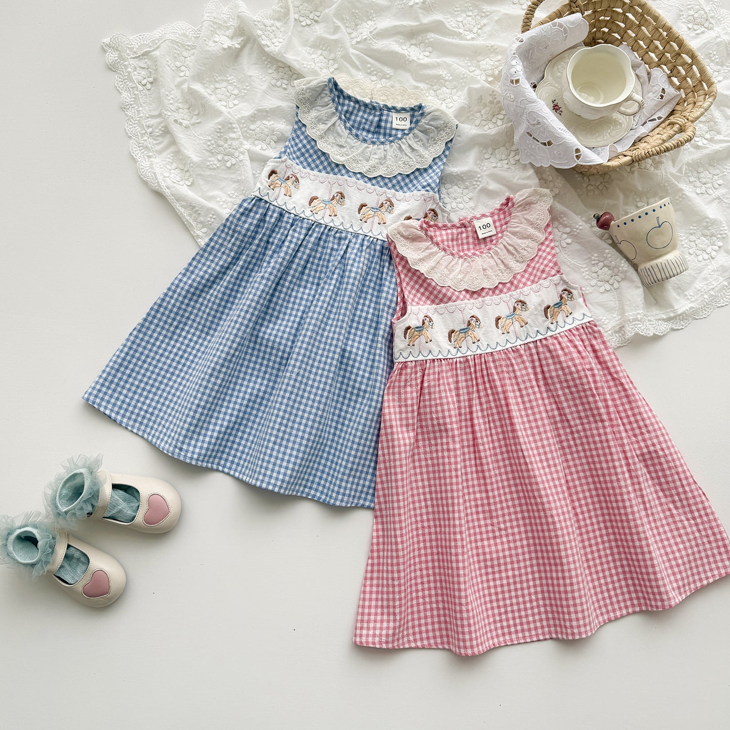 Summer Arrival Baby Girls Sleeveless Plaid and Animals Cartoon Pattern Dress, MyKids-USA®, Baby & Children's Dresses, MyKids-USA -  -  -  -  -  -  - .