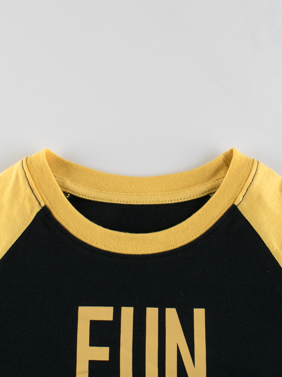 Arrival Kids Boys Letters Print Crew Neck Long Sleeves Color Patchwork Top, MyKids-USA®, Baby & Toddler Outerwear, MyKids-USA -  -  -  -  -  -  - 