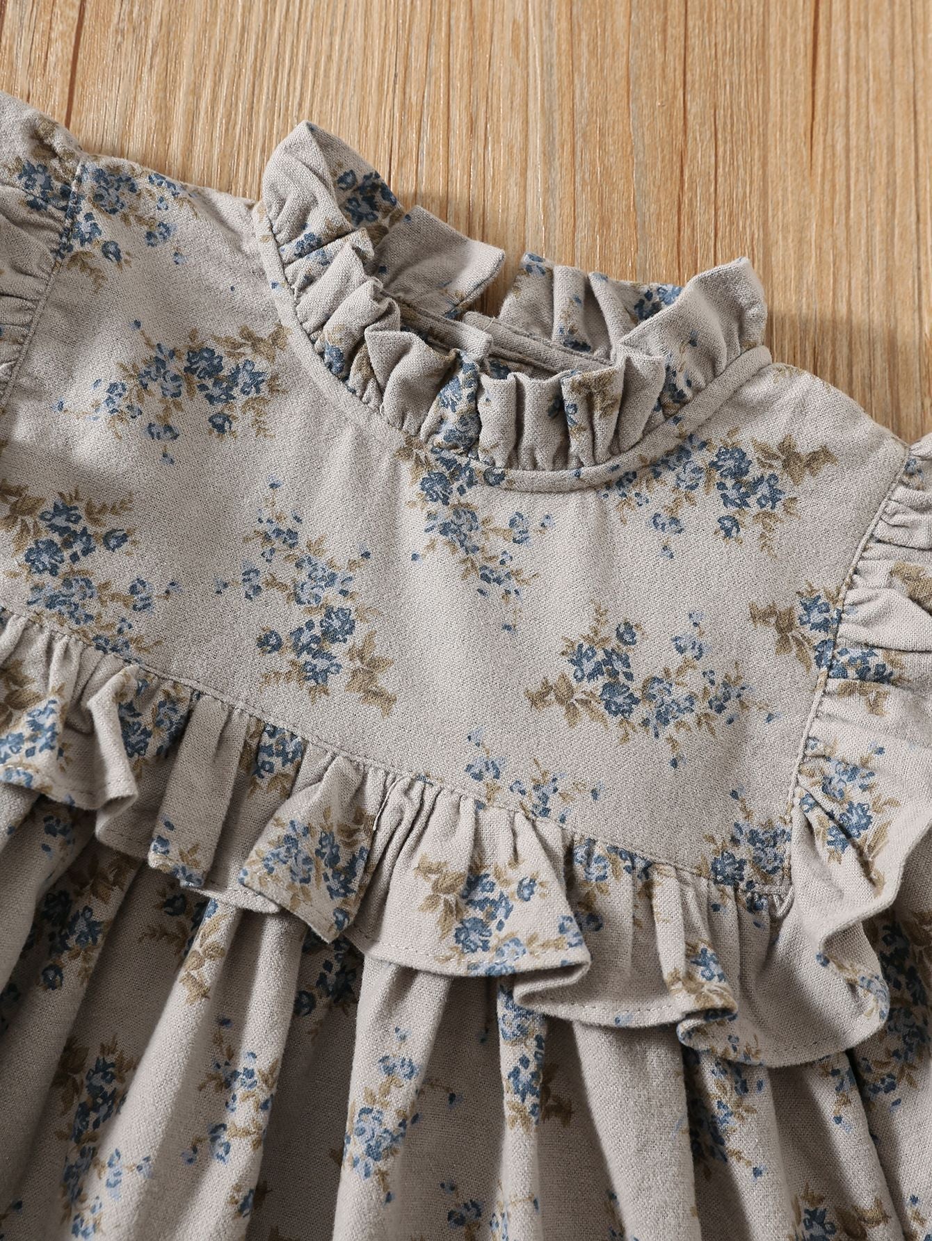 Autumn Arrival Baby Kids Girls Floral Pattern Long Sleeves Ruffle Neck Dress, MyKids-USA®, Baby & Toddler Dresses, MyKids-USA -  -  -  -  -  -  - 