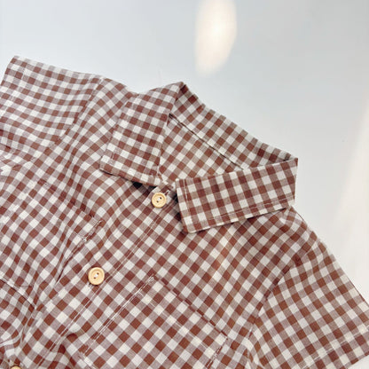 Summer Arrival Baby Boys Casual Plaid Turn-down Collar Short Sleeves Onesies, MyKids-USA®, Baby One-Pieces, MyKids-USA -  -  -  -  -  -  - 