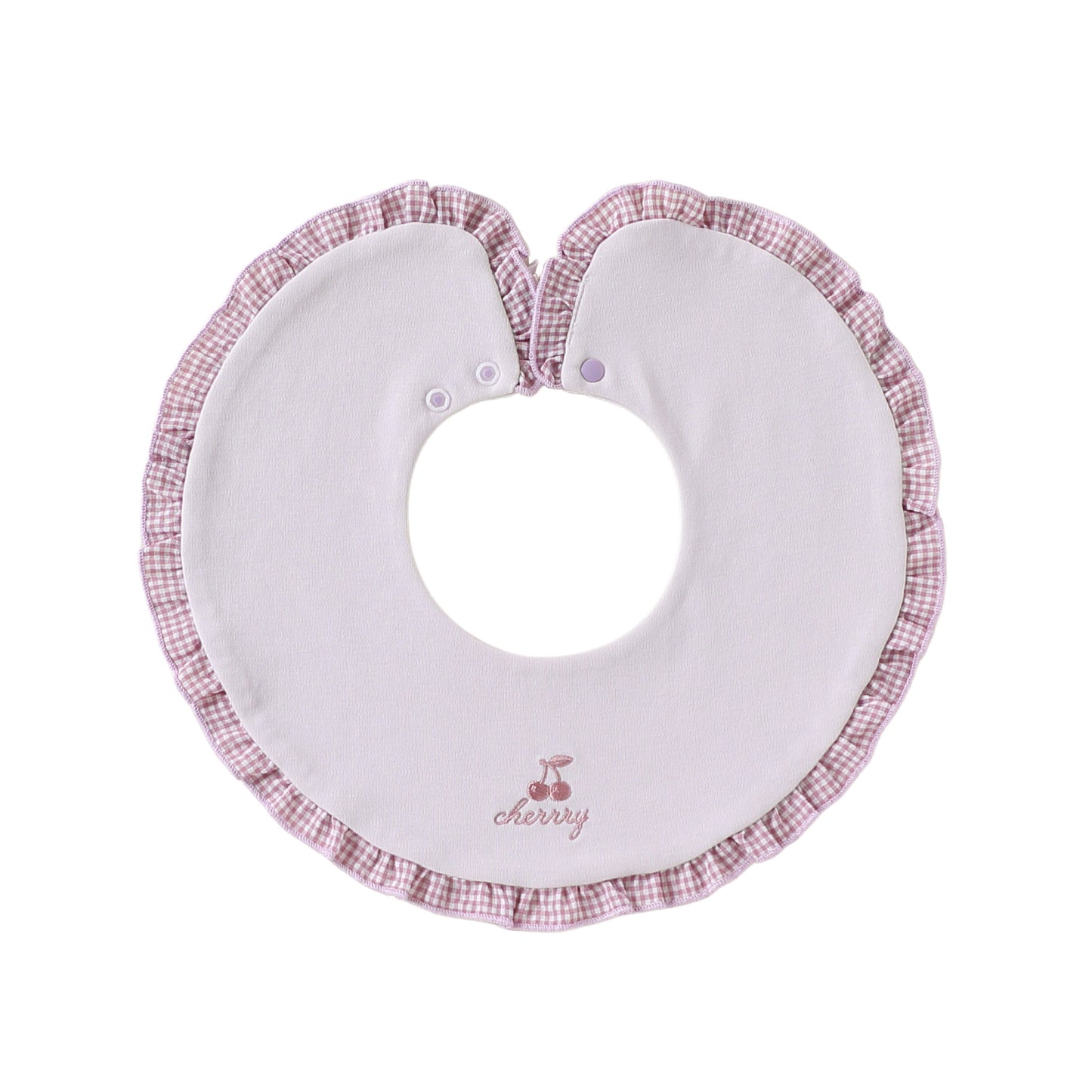 Adorable Fruits Embroidered Pattern Snap-on Round Shaped Bib