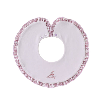 Adorable Fruits Embroidered Pattern Snap-on Round Shaped Bib
