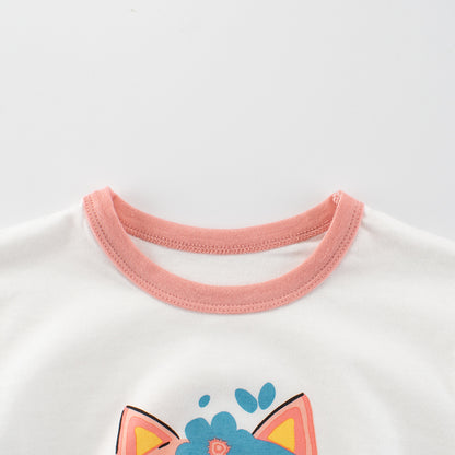 Summer Girls’ Cartoon Cats Pattern Printed T-shirt in European and American Style, MyKids-USA®, Baby & Toddler Tops, MyKids-USA -  -  -  -  -  -  - 