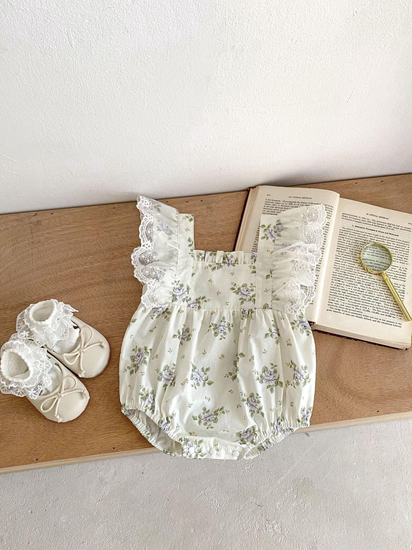 Design Summer Girls Floral Print Lace Fly Sleeves Strap Onesies, MyKids-USA®, Baby One-Pieces, MyKids-USA -  -  -  -  -  -  - 