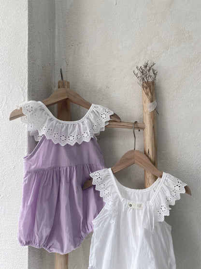 MyKids-USA® Summer Arrival Baby Girls Sleeveless Cute Flowers Hollow-out Pattern Collar Bodysuit