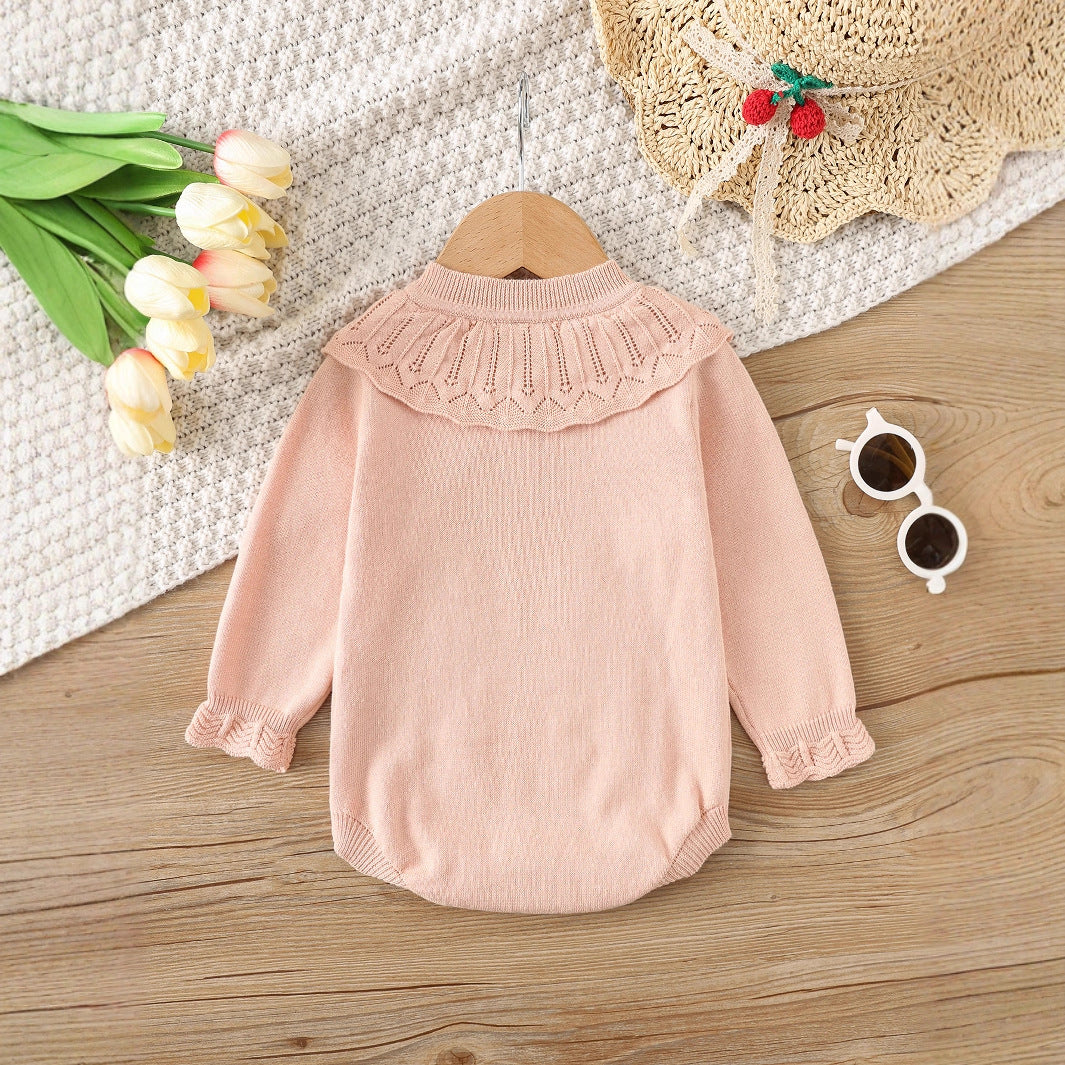 Autumn Arrival Baby Girls Knitted Long Sleeves Hollow-out Pattern Onesies, MyKids-USA®, Bodysuits, MyKids-USA -  -  -  -  -  -  - 