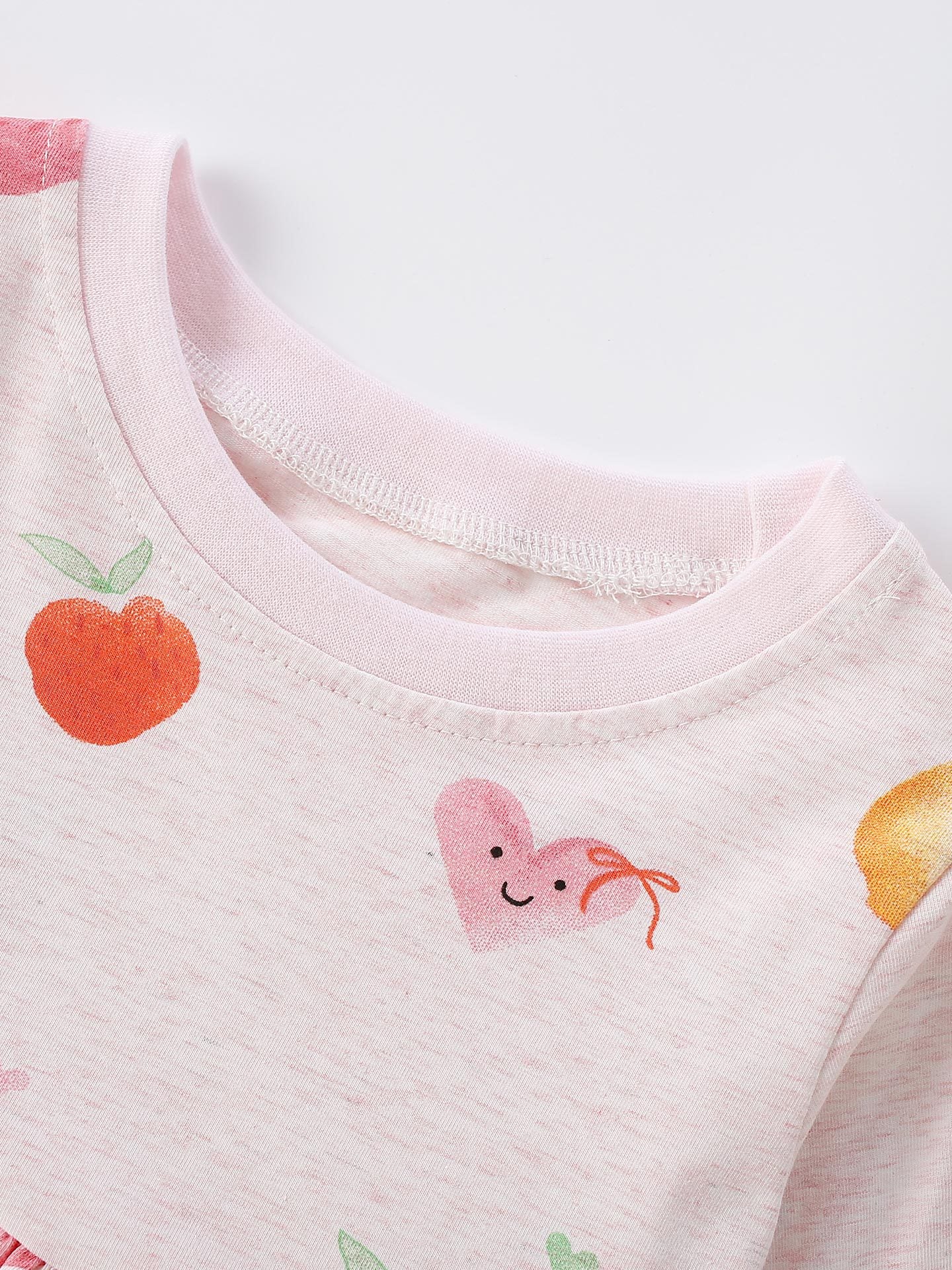 MyKids-USA® Autumn Arrival Baby Kids Girls Fruits and Hearts Pattern Long Sleeves Dress