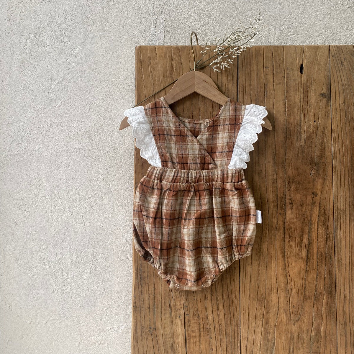 Autumn and Spring Arrival Baby Girls Plaid Pattern Sleeveless V Neck Bodysuit, MyKids-USA®, Bodysuits, MyKids-USA - Size/Age - 66 (3-6M) - Color - Coffee -  -  - TR2601212303-B.