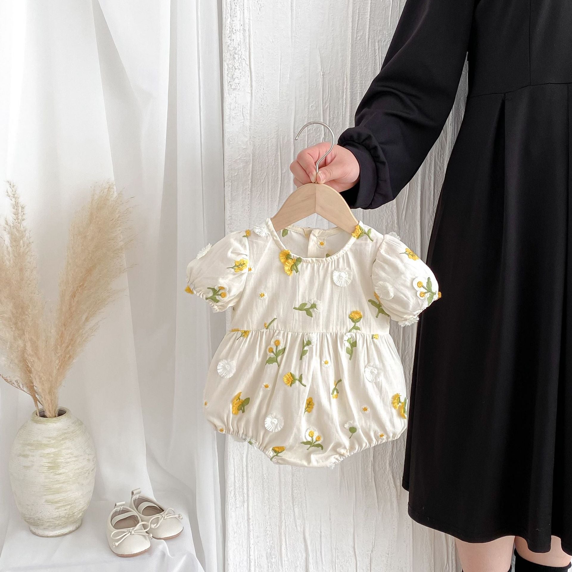 Summer Arrival Baby Girls Cute Short Sleeves Crew Neck Floral Embroidered Pattern Onesies, MyKids-USA®, Baby One-Pieces, MyKids-USA -  -  -  -  -  -  - 