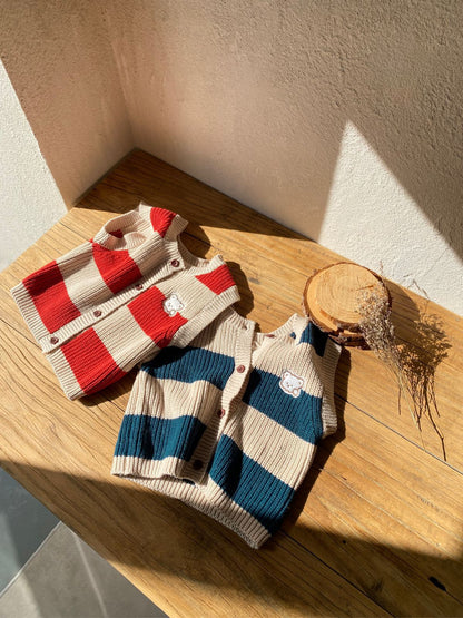 MyKids-USA® Arrival Spring and Autumn Baby Kids Striped Sleeveless Knitted Vest