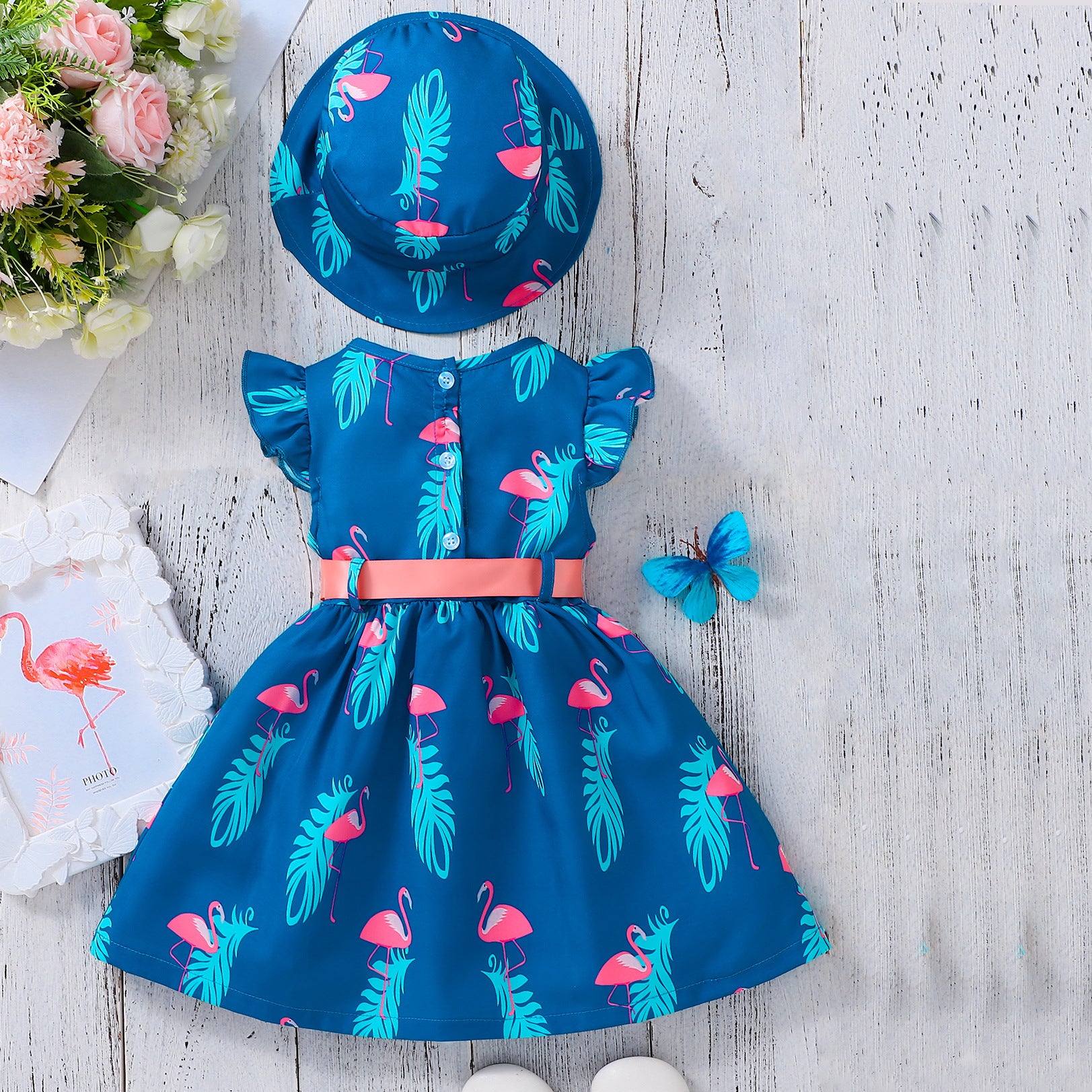 Design Summer Baby Kids Girls Fly Sleeves Animals Pattern Dress with Hat Set, MyKids-USA®, Baby & Children's Outfits, MyKids-USA -  -  -  -  -  -  - .