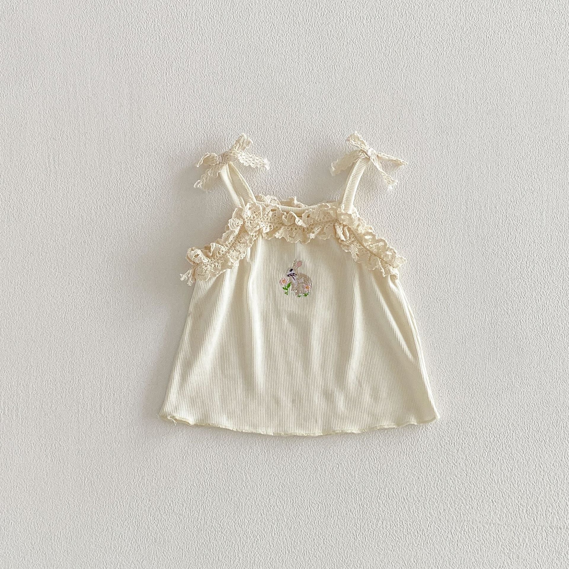 Arrival Summer Baby Kids Girls Thin Sleeveless Rabbit Pattern Lace Trim Vest, MyKids-USA®, Baby & Children's Tops, MyKids-USA - Size/Age - 66 (3-6M) - Color - Beige -  -  - TR2604072254-A.