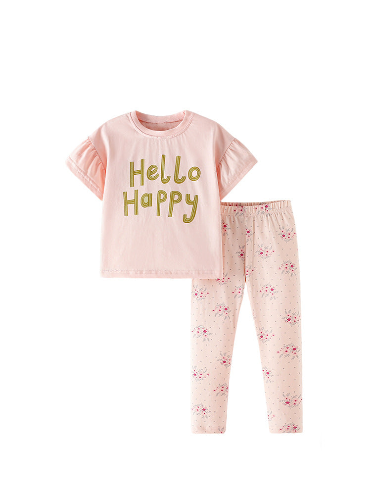 Summer Hot Selling Baby Kids Girls Short Sleeves Letters Pattern T-shirt and Floral Pants Clothing Set, MyKids-USA®, Baby & Children's Outfits, MyKids-USA -  -  -  -  -  -  - .