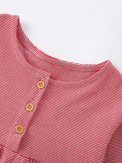 MyKids-USA® Autumn Arrival Baby Kids Girls Puppy and Striped Pattern Long Sleeves Dress