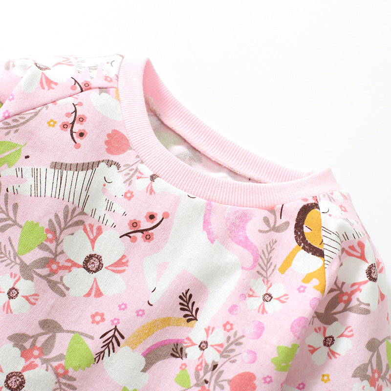 Baby Girl Floral Pattern Long Sleeves Hoodie Dress