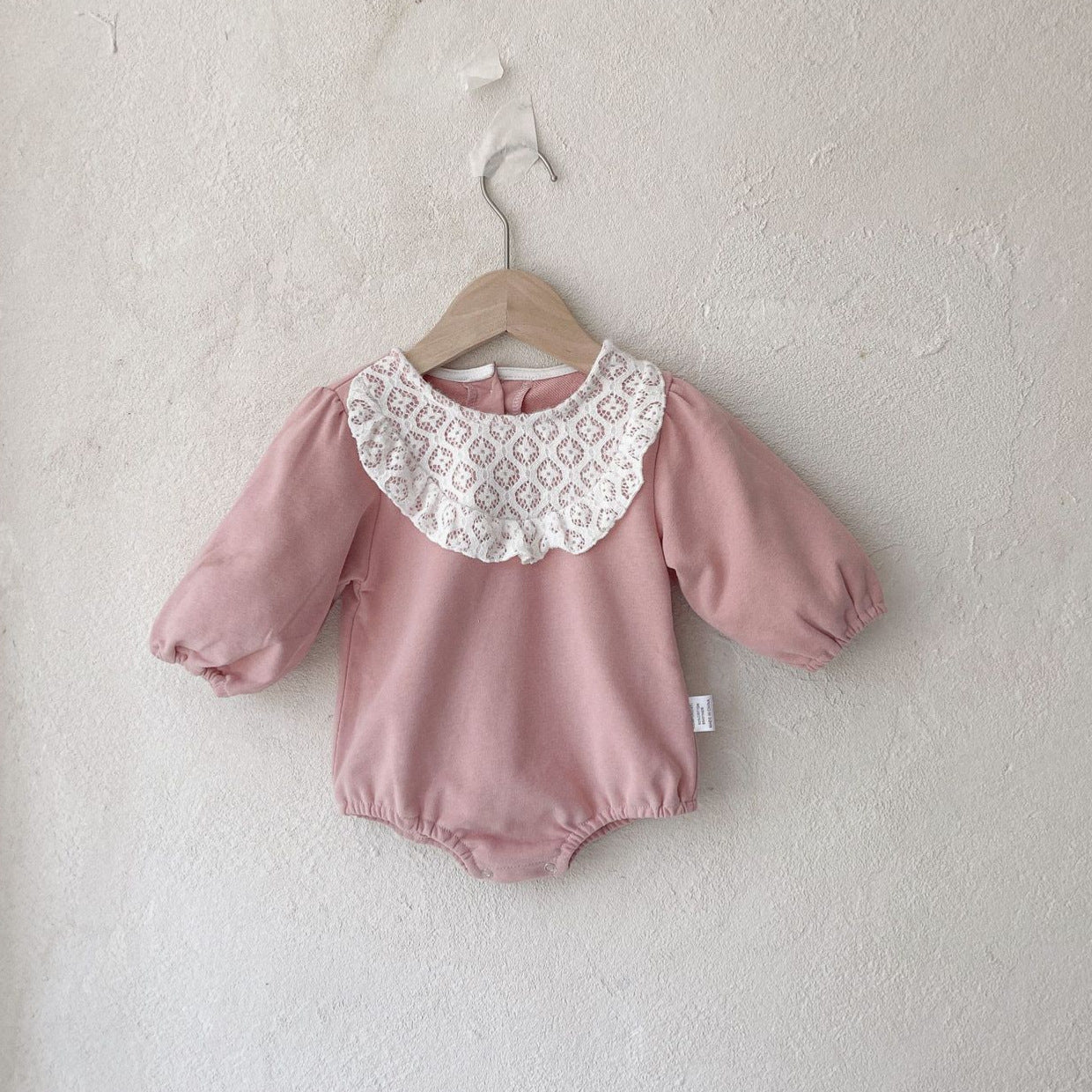 Autumn and Spring Arrival Baby Girls Lace Hollow-out Pattern Long Sleeves Color Patchwork Bodysuit, MyKids-USA®, Bodysuits, MyKids-USA - Size/Age - 66 (3-6M) - Color - Pink -  -  - TR2601242152-B.