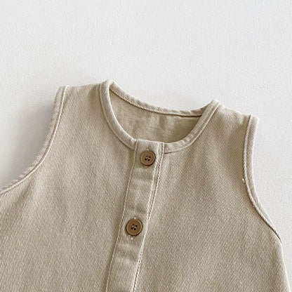 Summer Arrival Baby Unisex Solid Color Sleeveless Rompers Overalls, MyKids-USA®, Baby One-Pieces, MyKids-USA -  -  -  -  -  -  - 