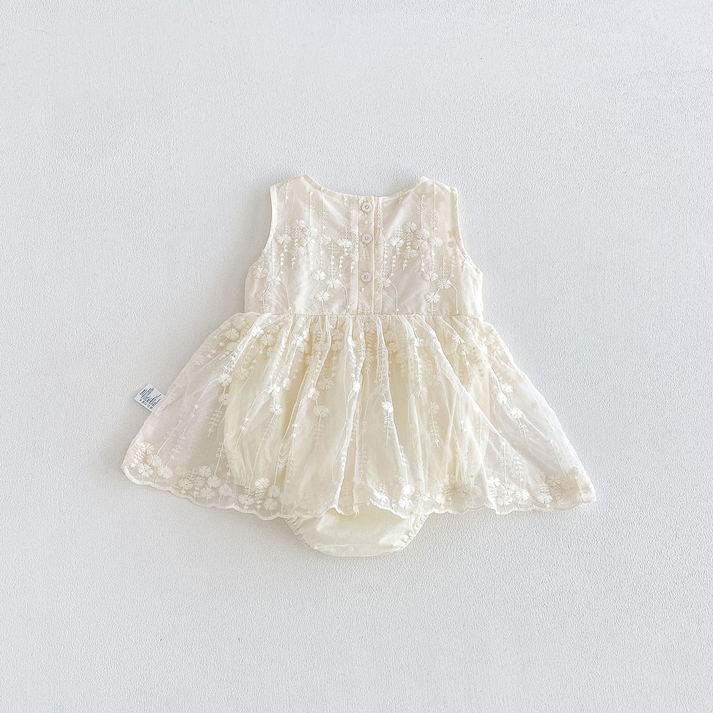 Design Summer Baby Kids Girls Sleeveless Flowers Embroidery Pattern Bodysuit Dress